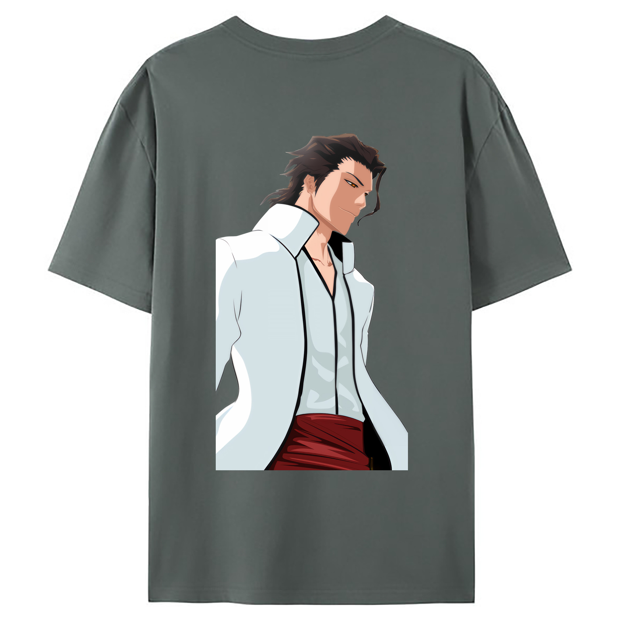 （画像用） ブリーチ 藍染 惣右介（あいぜん そうすけ） BLEACH Aizen Sousuke 綿100％ メンズ半袖Tシャツ（バックプリント） 通気性